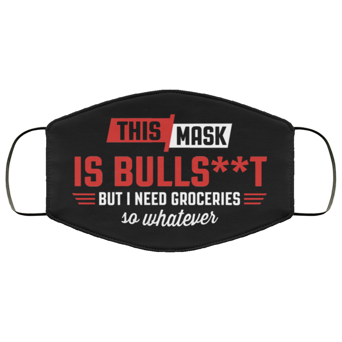 This Mask Is Bullshit But I Need Groceries So Whatever Funny Washable Reusable Custom – Printed Cloth Face Mask Cover, Black, Cloth Face Cover