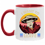 I Want to Leave Ufo Vintage Accent Mug, White/Red, 11 oz. Accent Mug