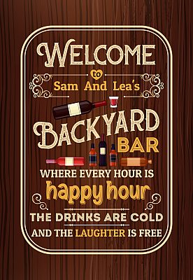 Alternative view of Personalized Backyard Bar Where Every Hour Is Happy Hour Framed Canvas - Unframed Poster