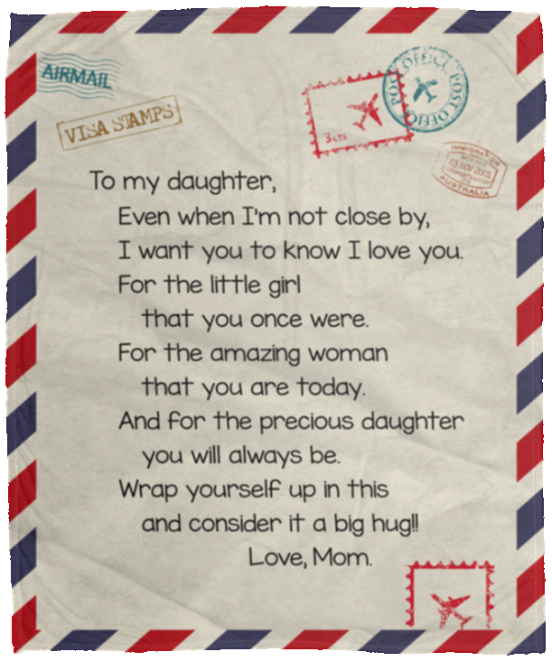Mom To My Daughter Even When I'm Not Closed by Know I Love You Fleece Blanket - Sherpa Blanket, White, Cozy Plush Fleece Blanket - 50x60