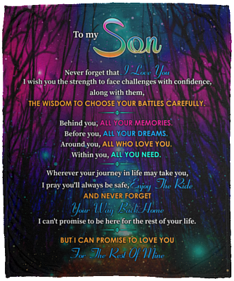 To My Son Never Forget That I Love You I Wish You The Strength Fleece Blanket - Premium Sherpa Blanket, White, Cozy Plush Fleece Blanket - 50x60