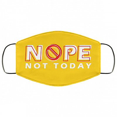 Nope Not Today Washable Reusable Custom – Printed Cloth Face Mask Cover - Funny Face Mask - Sarcastic Mask, Athletic Gold, Cloth Face Mask