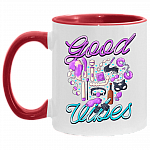 Good Vibes Only - Funny Gift For Friends - Lesbian Valentine Accent Mug, White/Red, 11 oz. Accent Mug