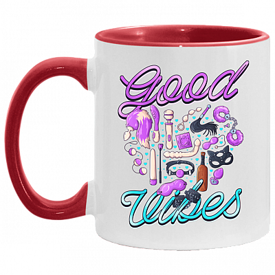 Good Vibes Only - Funny Gift For Friends - Lesbian Valentine Accent Mug, White/Red, 11 oz. Accent Mug