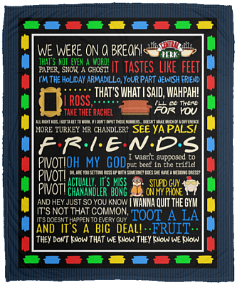 Friends TVShow Blanket Fleece Blanket - Sherpa Blanket - Woven Blanket - Couch Throw Blankets For Sofa, White, Cozy Plush Fleece Blanket - 50x60
