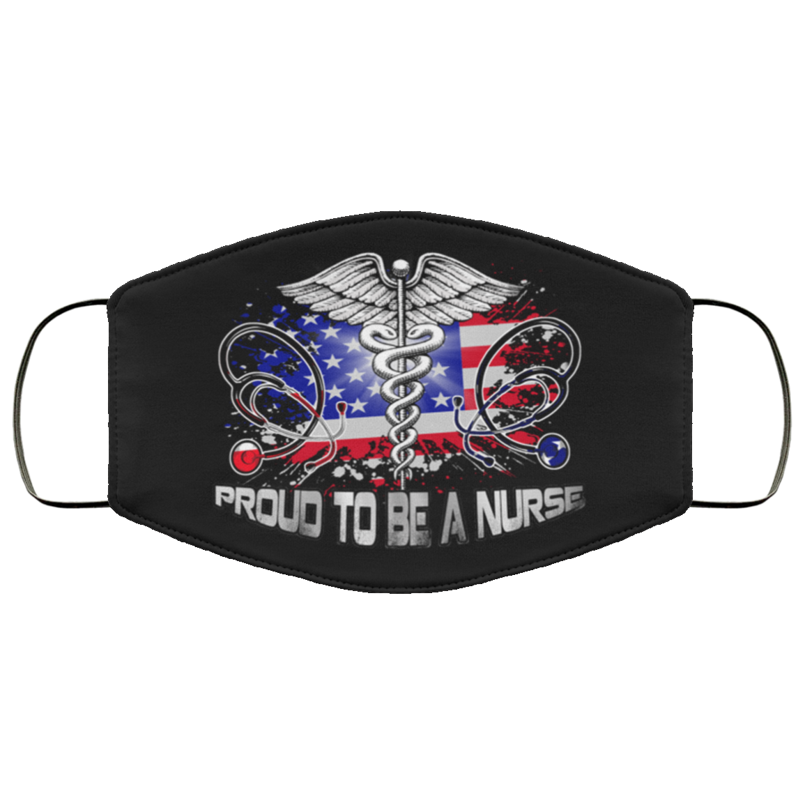 Proud To Be A Nurse Washable Reusable Custom – Printed Cloth Face Mask Cover, White, Cloth Face Cover