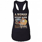 A Woman Cannot Survive On Books Alone She Also Needs Yarn Cotton Tank Top Tee - Ladies Racerback Tank, Black, Ladies Racerback Tank