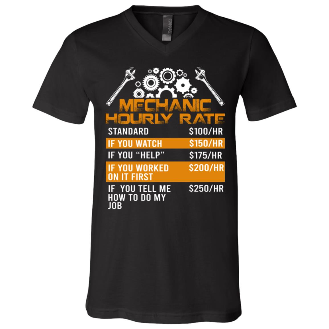 Mechanic Hourly Rate Repairman T-shirt - V-Neck Tee - Funny Gift For Mechanics, Black, V-Neck T-Shirt