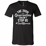 The 2020 Quarantined Just Married T-Shirt - Funny Just Married Shirt, Black, V-Neck T-Shirt
