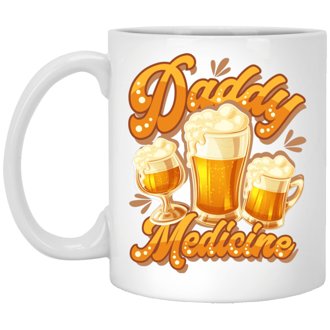 Daddy's Medicine Ceramic Coffee Mug - Beer Stein - Water Bottle - Color Changing Mug, White, 11 oz. White Mug Daddy's Medicine Ceramic Coffee Mug - Beer Stein - Water Bottle - Color Changing Mug, White, 11 oz. White Mug