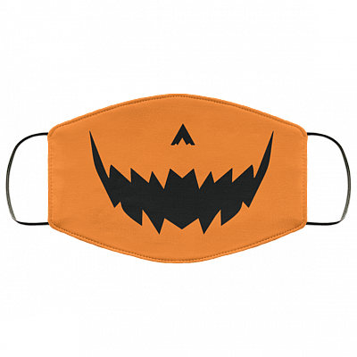 Pumpkin Halloween Jack O Lantern Mask Washable Reusable Custom – Printed Cloth Face Mask Cover, White, Cloth Face Mask