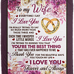To My Wife Everytime I Say I Love You I'm Really Trying to Say So Much Fleece Blanket - Premium Mink Sherpa Blanket, White, Cozy Plush Fleece Blanket - 50x60