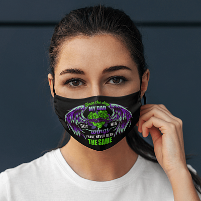 Alternative view of Since The Day My Dad Got His Wings I Have Never Been The Same Washable Reusable Custom – Printed Cloth Face Mask Cover