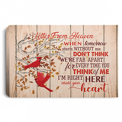 When Tomorrow Starts Without Me I'm Right Here Inside Your Heart Wrapped Framed Canvas Prints-Unframed Poster, White, 0.75'' Framed Canvas