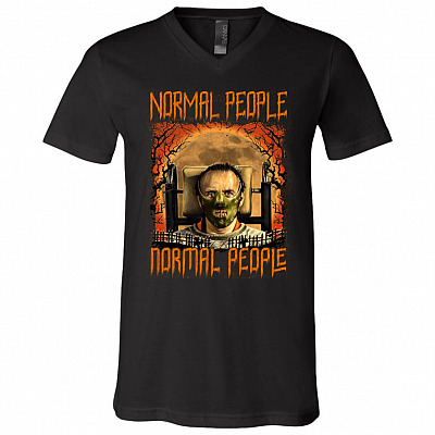Normal People Normal People Hannibal Halloween T-Shirt - V-Neck Tee, Black, V-Neck T-Shirt