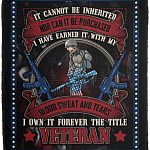 It Cannot Be Inherited Nor Can It Be Purchased Veteran Fleece Blanket - Premium Sherpa Blanket - Woven Blanket, White, Cozy Plush Fleece Blanket - 50x60