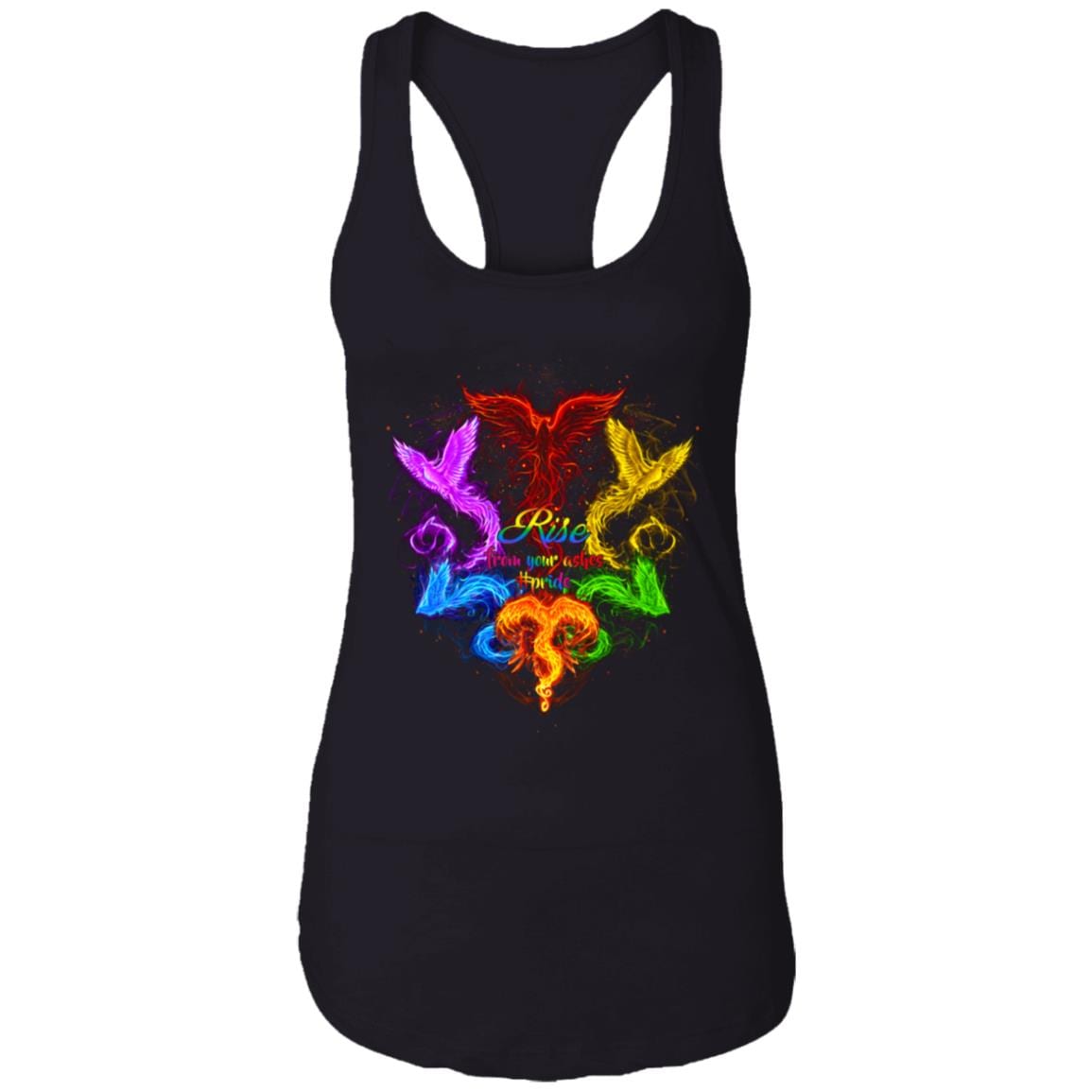Rise From Your Ashes LGBT Pride Cotton Tank Top Tee - Ladies Racerback Tank, Black, Ladies Racerback Tank Rise From Your Ashes LGBT Pride Cotton Tank Top Tee - Ladies Racerback Tank, Black, Ladies Racerback Tank