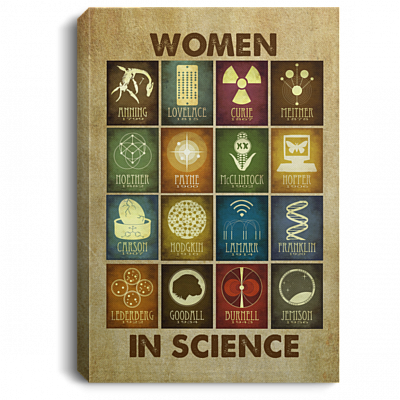 Women In Science Wrapped Framed Canvas Prints – Science Teacher Gift Unframed Poster, White, 0.75'' Framed Canvas