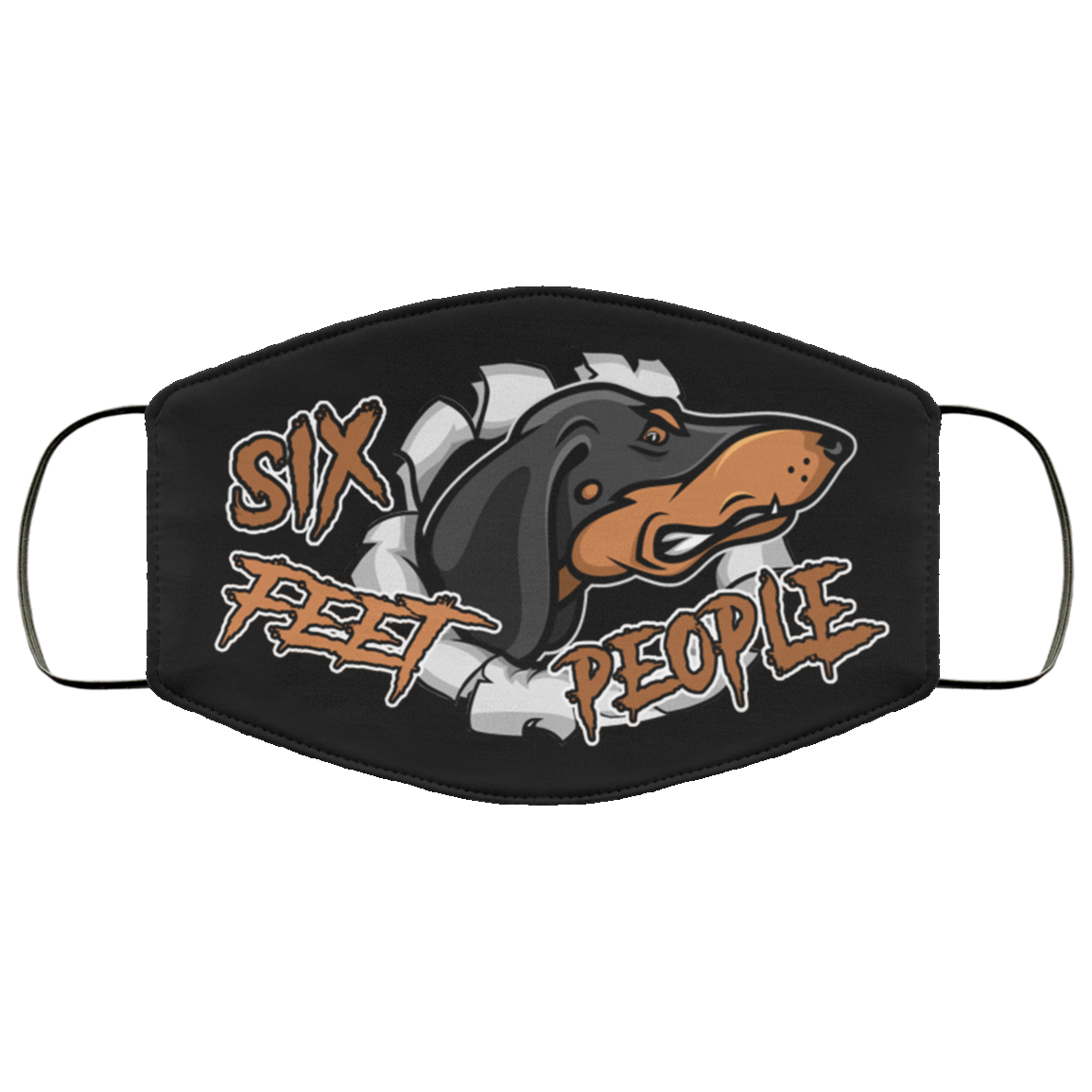 Six Feet People Dachshund Washable Reusable Custom - Funny Dachshund Printed Cloth Face Mask Cover, Black, Cloth Face Cover