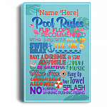 Personalized Pool Rules Flip Flops Recommended Wear Sunscreen Wrapped Framed Canvas Prints – Unframed Poster, White, 0.75'' Framed Canvas