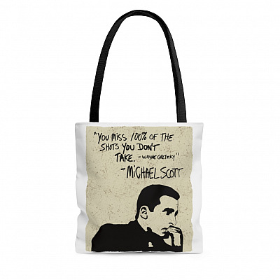 You Miss 100% of the Shots You Dont Take Motivational Quote Gift Shoulder Bag - Reusable Grocery Shopping Bag