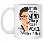 Speak Your Mind Even If Your Voice Shakes Ceramic Coffee Mug - Travel Mug - Water Bottle - Color Changing Mug, White, 11 oz. White Mug