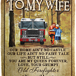 Personalized Old Firefighter to My Wife Our Home Ain't No Castle Fleece Blanket - Sherpa Blanket, White, Cozy Plush Fleece Blanket - 50x60