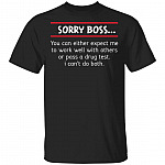 Sorry Boss You Can Either Expect Me to Work Well with Others Pass A Drug Test I Can't Do Both Funny T-Shirt, Black, Unisex T-Shirt
