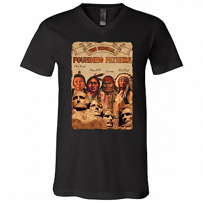 Native American Leaders The Original Founding Fathers T-Shirt - V-Neck, Black, V-Neck T-Shirt