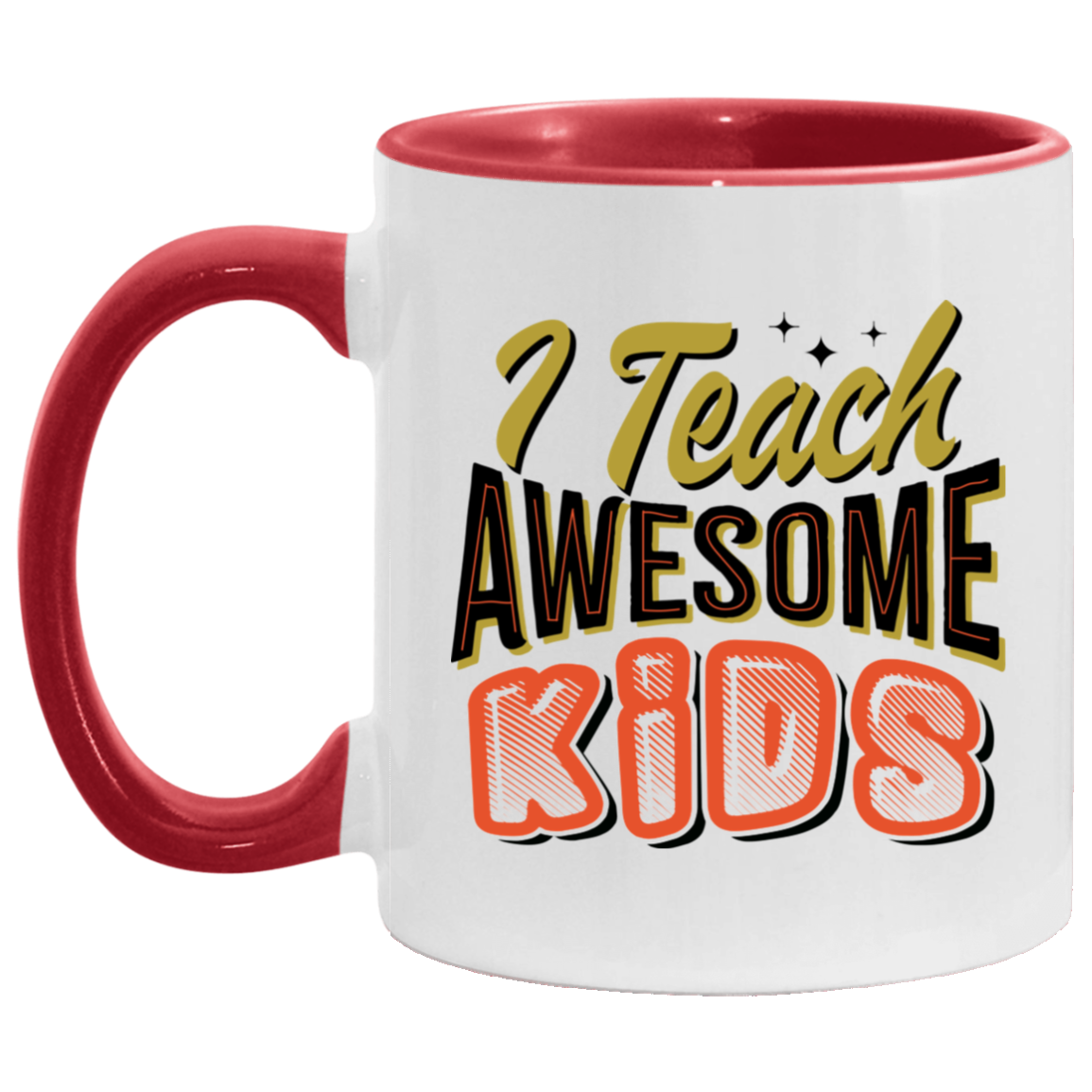 I Teach Awesome Kids Quarantine Teacher 2020 Ceramic Accent Mug - Colored Coffee Mug, White/Red, 11 oz. Accent Mug