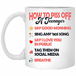 How To Piss Off A Teenager Say I Love You In The Public Ceramic Coffee Mug - Funny Gifts for Daughter Mug, White, 11 oz. White Mug