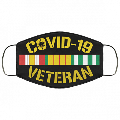 Covid-19 Veteran Vietnam Veteran Flag Washable Reusable Custom - Printed Cloth Face Mask Cover, Black, Cloth Face Cover