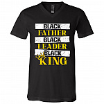 Black Father Black Leader Black King Gift For Father T-Shirt - V Neck, Black, V-Neck T-Shirt