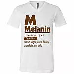 Melanin Definition Brown Sugar Warm Honey Chocolate And Gold T-Shirt - V-Neck - Melanin Shirt For Girls, White, V-Neck T-Shirt