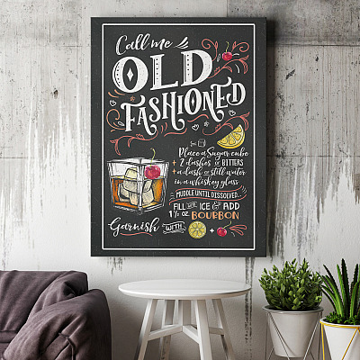 Alternative view of Call Me Old Fashioned Cocktail Recipe Whiskey Lover Gift Ideas Wrapped Framed Canvas Prints – Unframed Poster