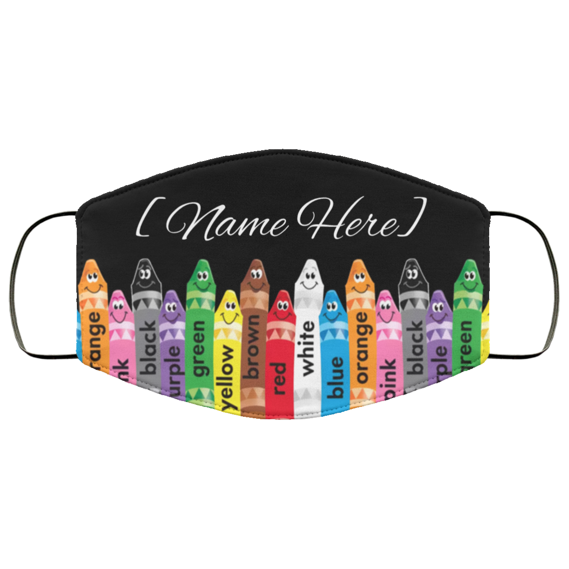 Personalized Teacher Face Mask - Teacher Crayon Washable Reusable Custom – Printed Cloth Face Mask Cover, White, Cloth Face Cover