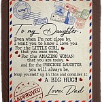 From Dad To My Daughter Even When I'm Not Close By Fleece Blanket - Premium Sherpa Blanket - Woven Blanket, White, Cozy Plush Fleece Blanket - 50x60