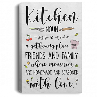 Kitchen a Gathering Place for Friends Wrapped Framed Canvas Prints - Unframed Poster - Kitchen Wall Decor, White, 0.75'' Framed Canvas