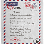 Letter to Son Whenever You Feel Overwhelmed Remember Whose Son From Dad Fleece Blanket - Mink Sherpa Blanket, White, Cozy Plush Fleece Blanket - 50x60