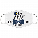 Mr And Mrs Masks For Wedding Or Honeymoon - Bride And Groom Mask, White, Cloth Face Cover