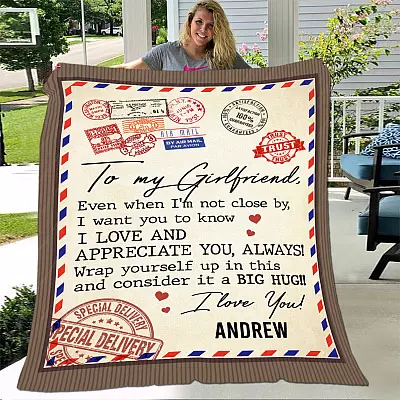 Personalized To My Girlfriend Even When I'm Not Close by - Letter Fleece Blanket - Premium Sherpa Blanket - Woven Blanket