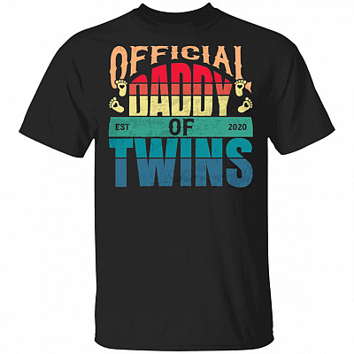 Official Daddy Of Twins First To Be Dad 2020 Father's Day Gift T-shirt, Black, Unisex T-Shirt