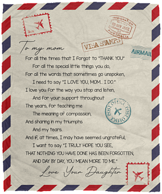 To My Mom For All The Times You Mean More To Me Love Your Daughter Thoughtful Letter Fleece - Premium Sherpa Blanket, White, Cozy Plush Fleece Blanket - 50x60