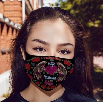 Alternative view of I'm Not A Widow I'm A Wife To A Husband With Wings Washable Reusable Custom - Printed Cloth Face Mask Cover