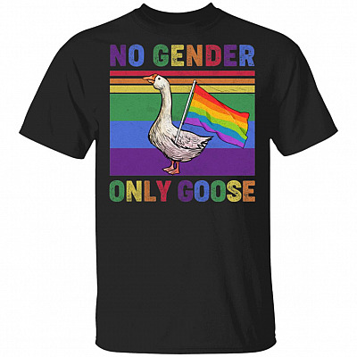 No Gender Only Goose T-Shirt - LGBT Pride Goose Shirt, Black, Unisex T-Shirt