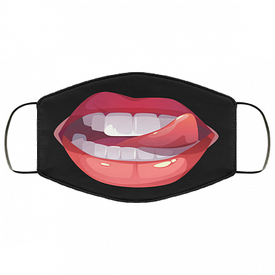 Giant Lips - Funny Face Mask - Washable Reusable Custom – Printed Cloth Face Mask Cover, Black, Cloth Face Mask