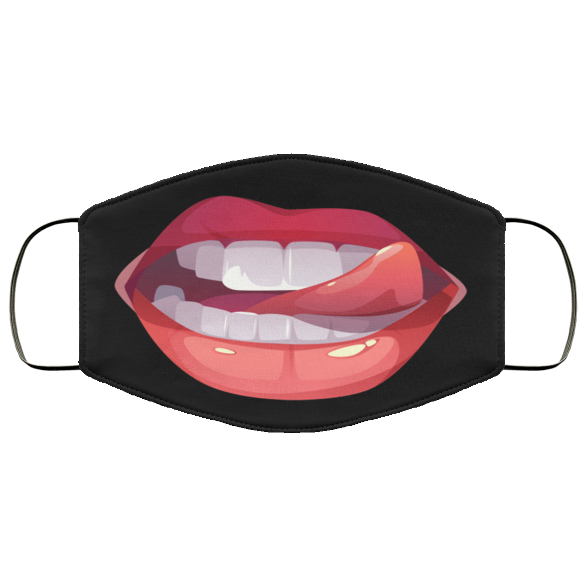 Giant Lips - Funny Face Mask - Washable Reusable Custom – Printed Cloth Face Mask Cover, Black, Cloth Face Mask
