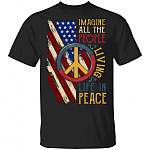 Imagine All The People Living Life In Peace T-Shirt, Black, Unisex T-Shirt