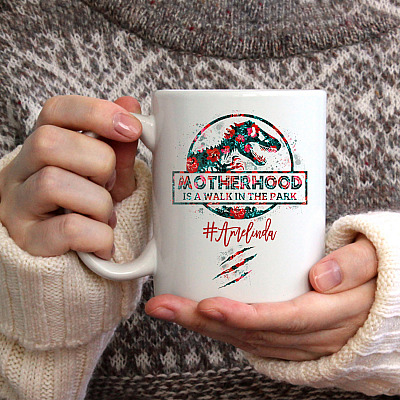 Alternative view of Personalized Motherhood Is a Walk in the Park Coffee Mug - Beer Stein - Water Bottle - Color Changing Mug