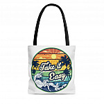 Take Easy Over Print Tote Bag - Shoulder Bag - Reusable Grocery Shopping Bag, ,